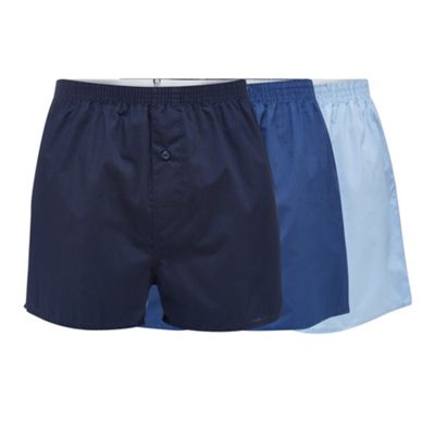 Debenhams Basics Pack of three blue woven boxers